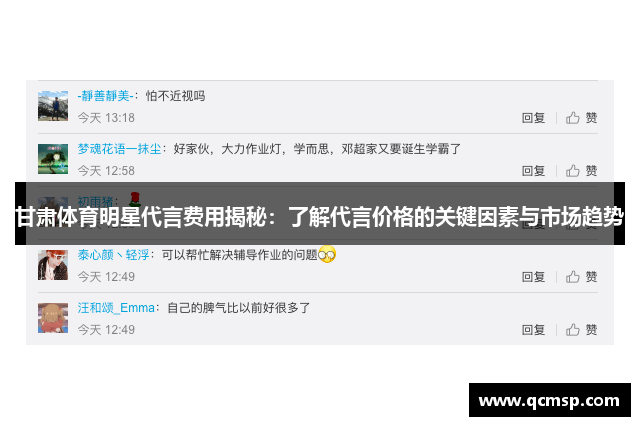 甘肅體育明星代言費用揭秘：了解代言?xún)r(jià)格的關(guān)鍵因素與市場(chǎng)趨勢